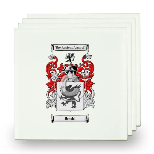Bould Set of Four Small Tiles with Coat of Arms