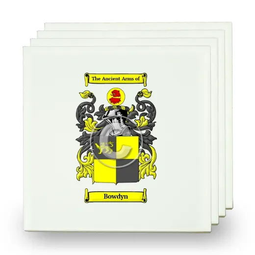 Bowdyn Set of Four Small Tiles with Coat of Arms
