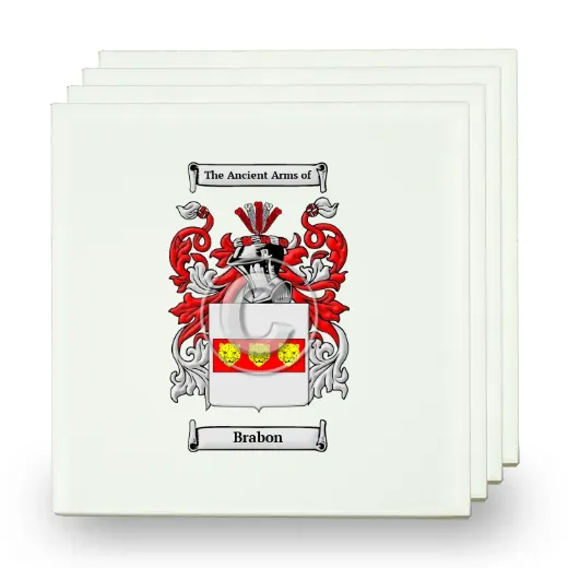 Brabon Set of Four Small Tiles with Coat of Arms
