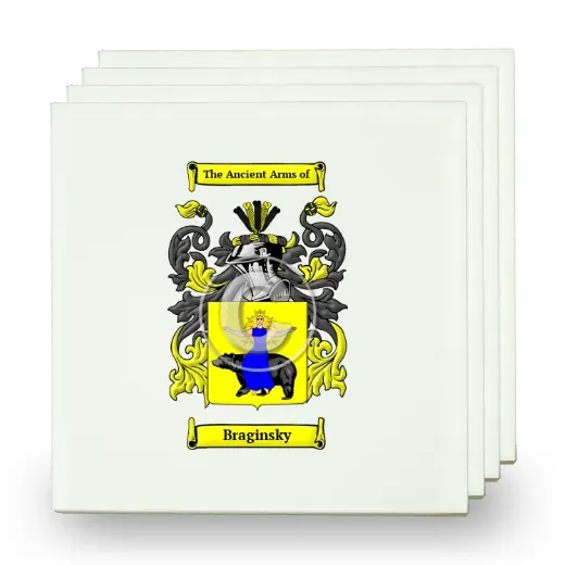 Braginsky Set of Four Small Tiles with Coat of Arms