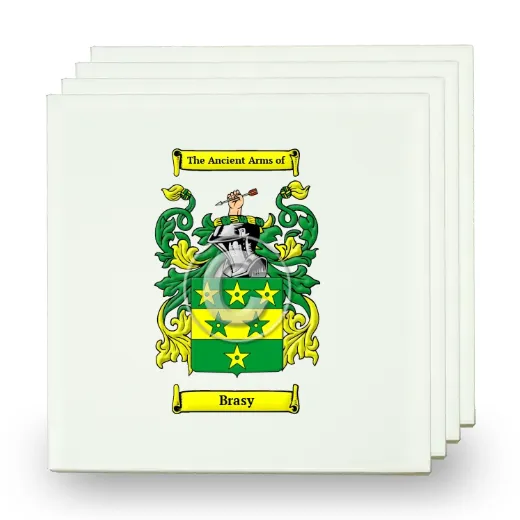 Brasy Set of Four Small Tiles with Coat of Arms