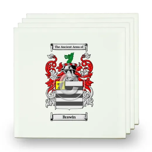 Brawin Set of Four Small Tiles with Coat of Arms