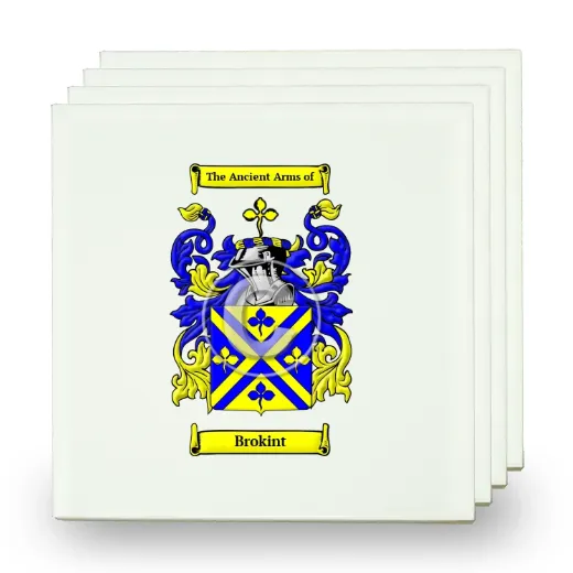 Brokint Set of Four Small Tiles with Coat of Arms