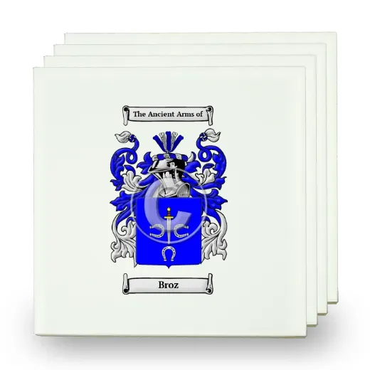 Broz Set of Four Small Tiles with Coat of Arms