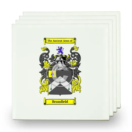 Brumfield Set of Four Small Tiles with Coat of Arms