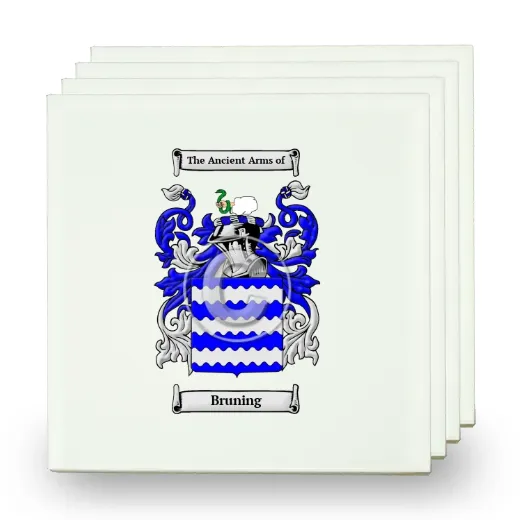Bruning Set of Four Small Tiles with Coat of Arms