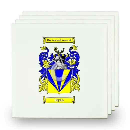 Bryan Set of Four Small Tiles with Coat of Arms