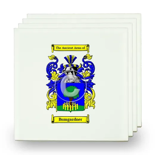 Bumgardner Set of Four Small Tiles with Coat of Arms