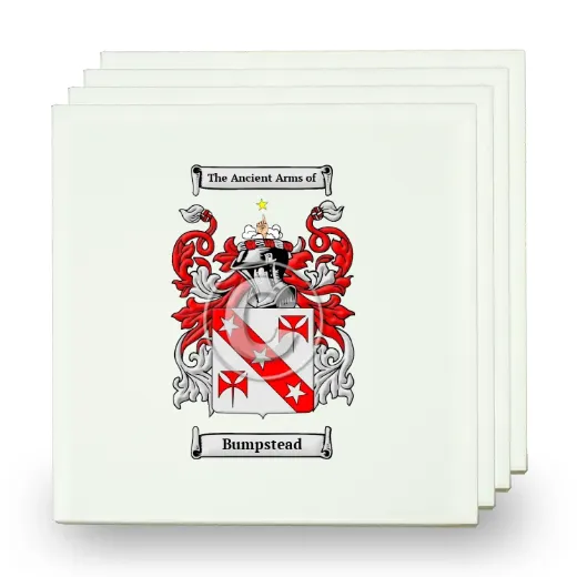 Bumpstead Set of Four Small Tiles with Coat of Arms