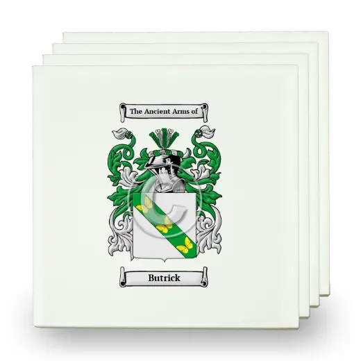 Butrick Set of Four Small Tiles with Coat of Arms
