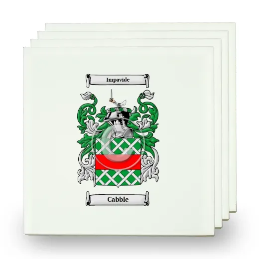 Cabble Set of Four Small Tiles with Coat of Arms