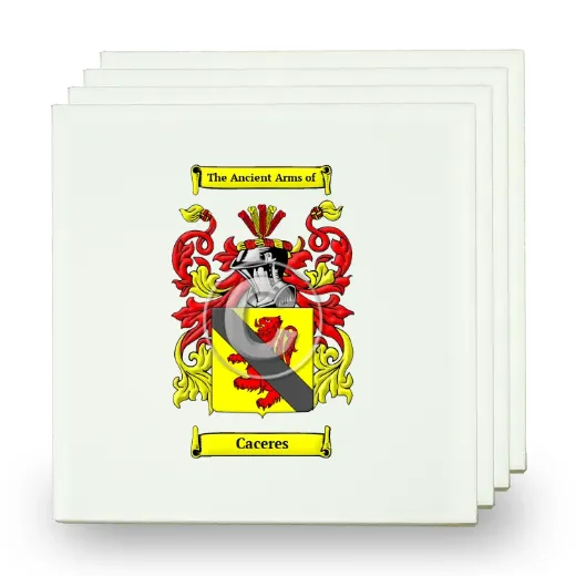 Caceres Set of Four Small Tiles with Coat of Arms