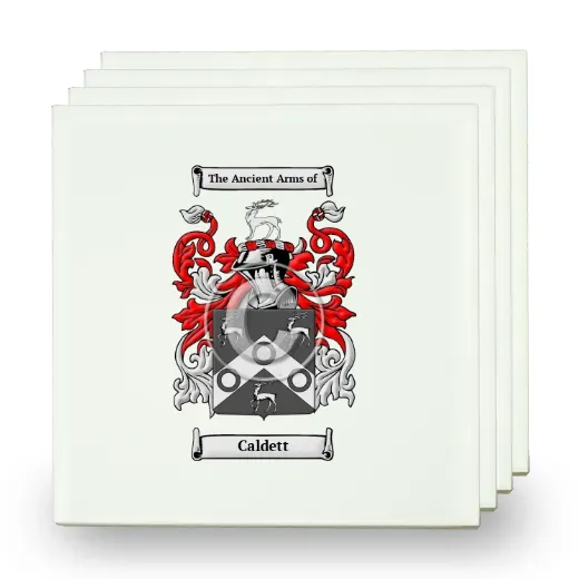 Caldett Set of Four Small Tiles with Coat of Arms