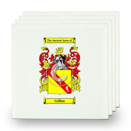 Callan Set of Four Small Tiles with Coat of Arms