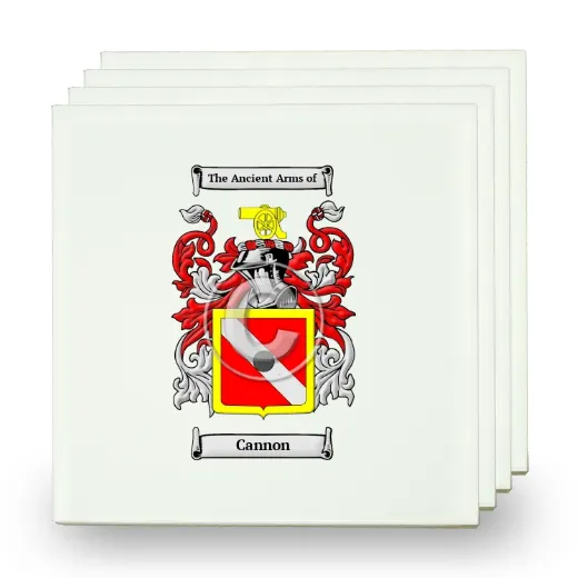 Cannon Set of Four Small Tiles with Coat of Arms