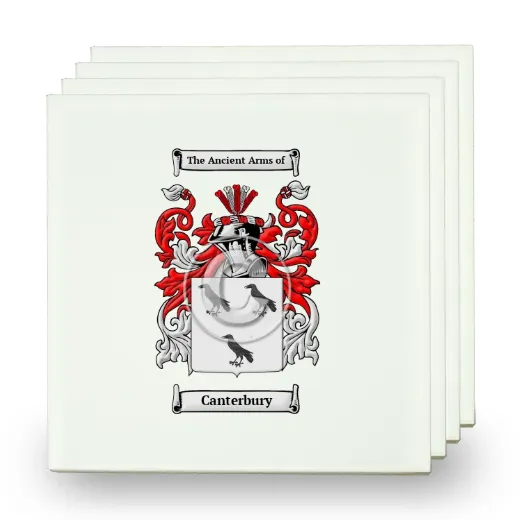 Canterbury Set of Four Small Tiles with Coat of Arms