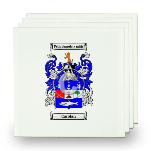 Carolan Set of Four Small Tiles with Coat of Arms