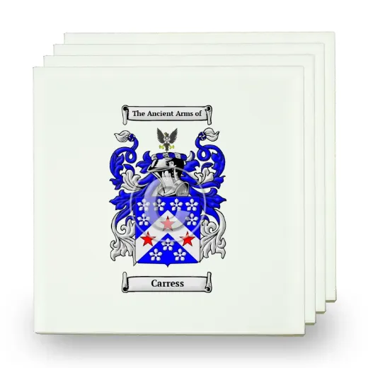 Carress Set of Four Small Tiles with Coat of Arms