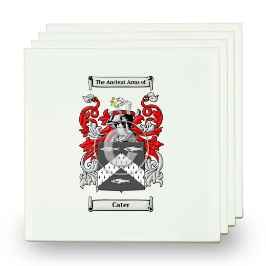 Cater Set of Four Small Tiles with Coat of Arms