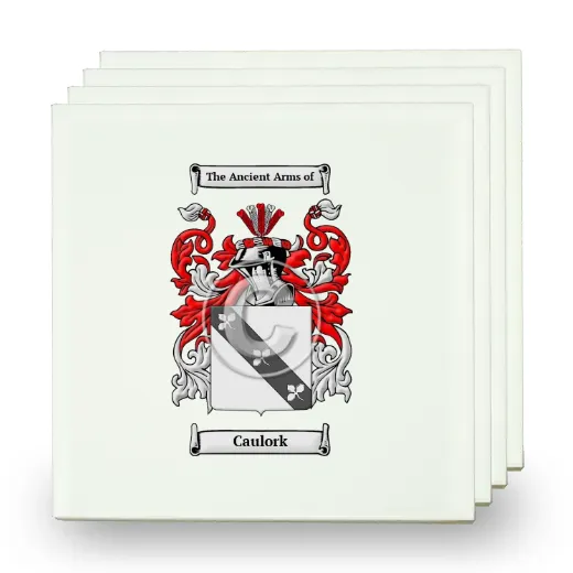 Caulork Set of Four Small Tiles with Coat of Arms