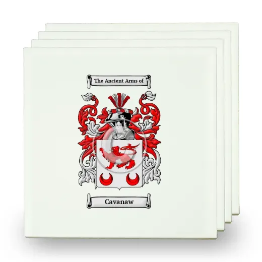 Cavanaw Set of Four Small Tiles with Coat of Arms