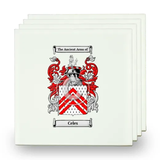 Celes Set of Four Small Tiles with Coat of Arms