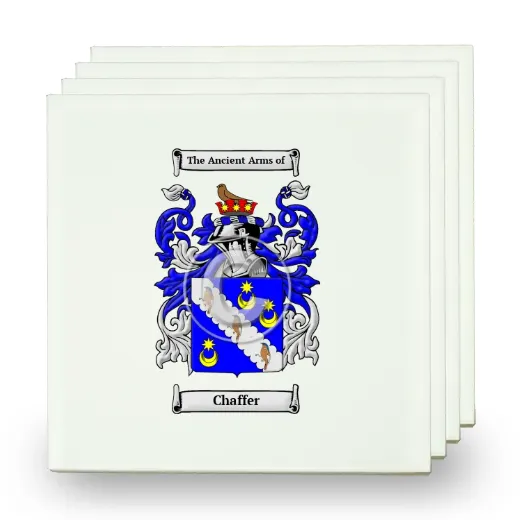 Chaffer Set of Four Small Tiles with Coat of Arms