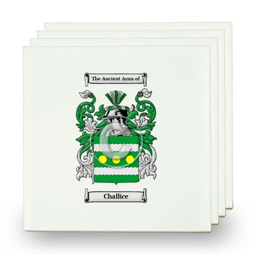 Challice Set of Four Small Tiles with Coat of Arms