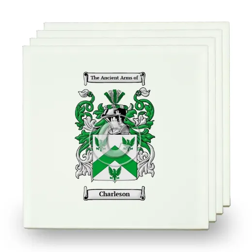Charleson Set of Four Small Tiles with Coat of Arms