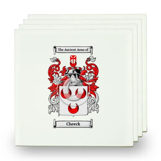 Cheeck Set of Four Small Tiles with Coat of Arms