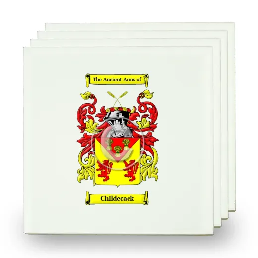 Childecack Set of Four Small Tiles with Coat of Arms