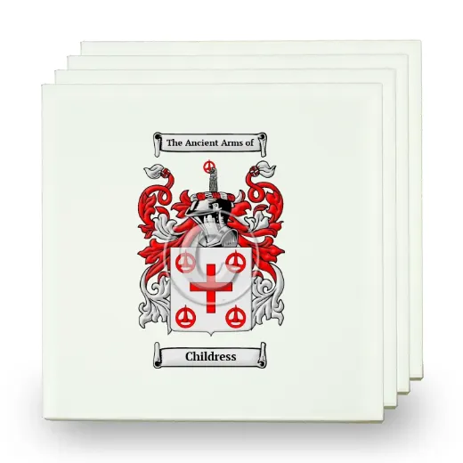Childress Set of Four Small Tiles with Coat of Arms