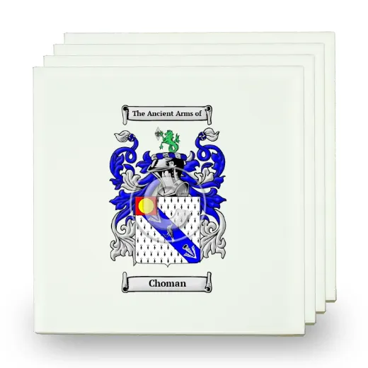 Choman Set of Four Small Tiles with Coat of Arms