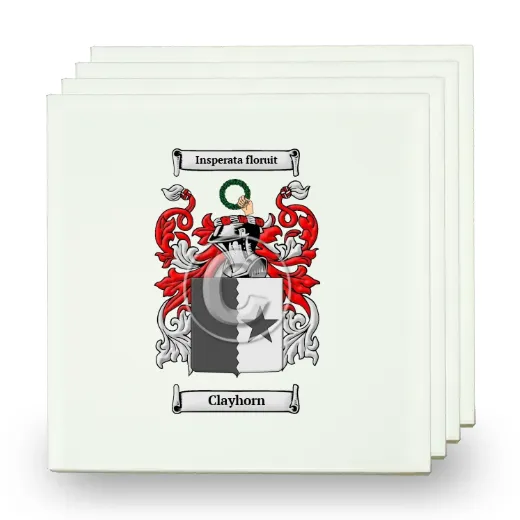 Clayhorn Set of Four Small Tiles with Coat of Arms
