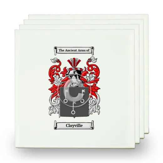 Clayville Set of Four Small Tiles with Coat of Arms