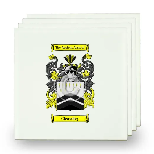 Cleaveley Set of Four Small Tiles with Coat of Arms