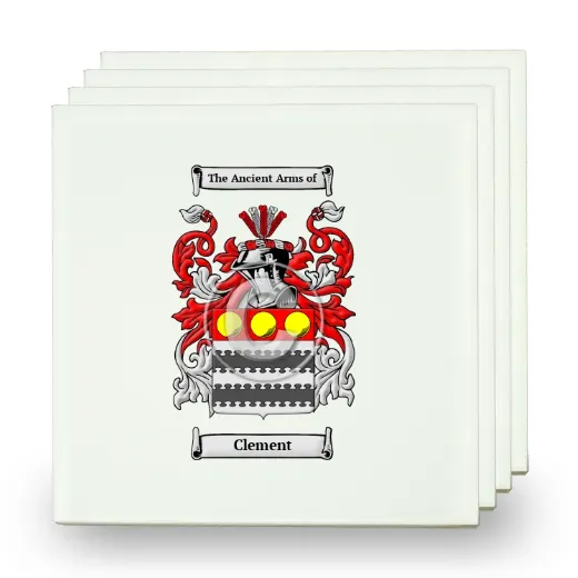 Clement Set of Four Small Tiles with Coat of Arms