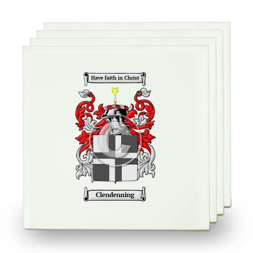 Clendenning Set of Four Small Tiles with Coat of Arms