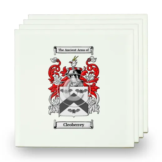 Cleoberrey Set of Four Small Tiles with Coat of Arms