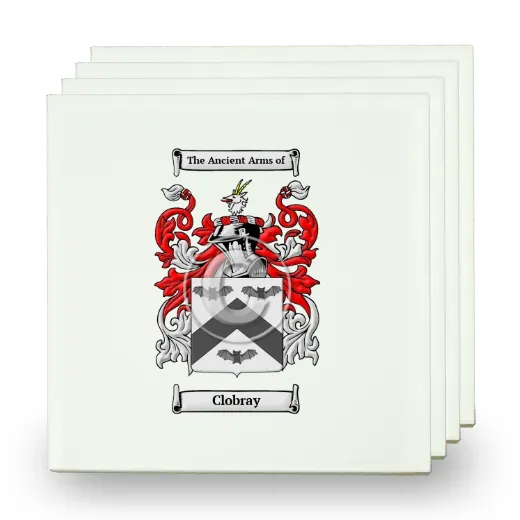 Clobray Set of Four Small Tiles with Coat of Arms