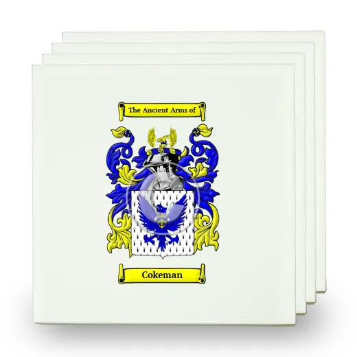 Cokeman Set of Four Small Tiles with Coat of Arms