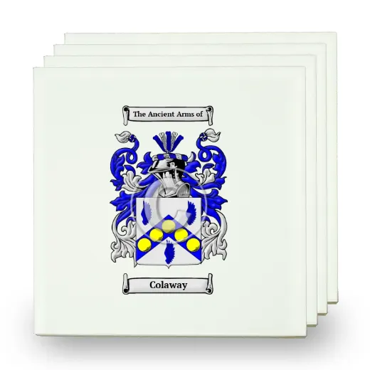 Colaway Set of Four Small Tiles with Coat of Arms