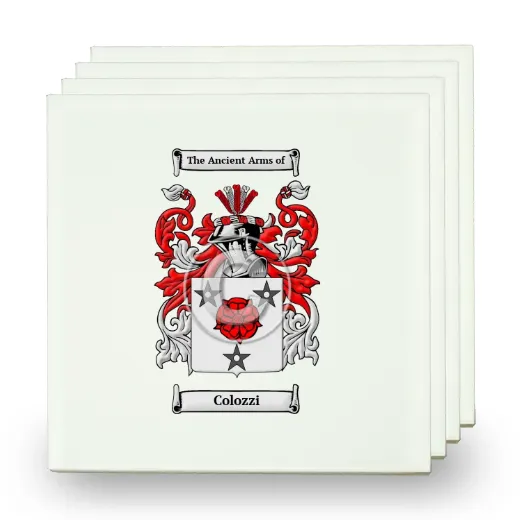 Colozzi Set of Four Small Tiles with Coat of Arms