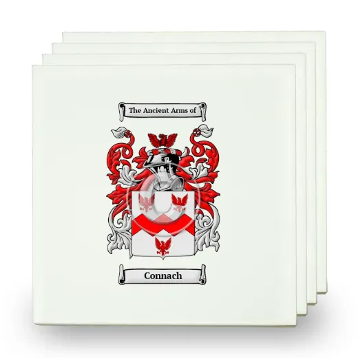 Connach Set of Four Small Tiles with Coat of Arms