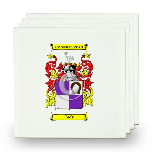 Cook Set of Four Small Tiles with Coat of Arms