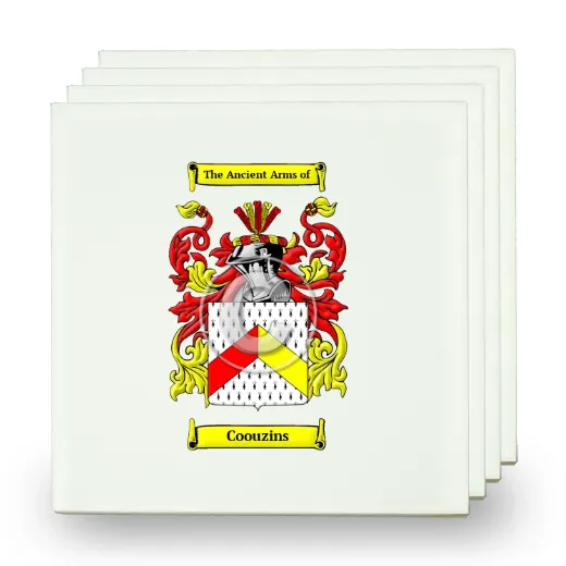 Coouzins Set of Four Small Tiles with Coat of Arms