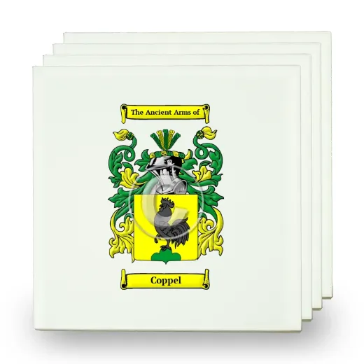 Coppel Set of Four Small Tiles with Coat of Arms