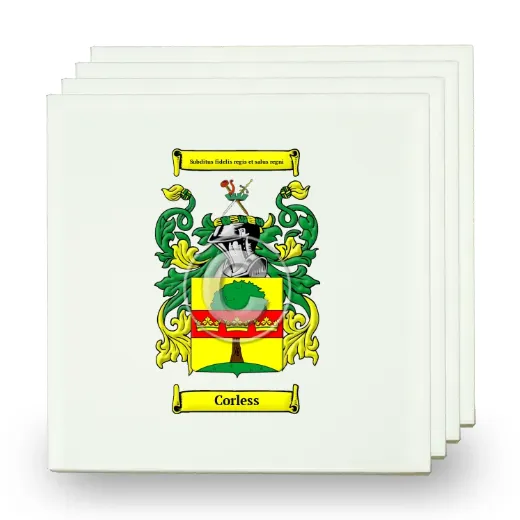 Corless Set of Four Small Tiles with Coat of Arms