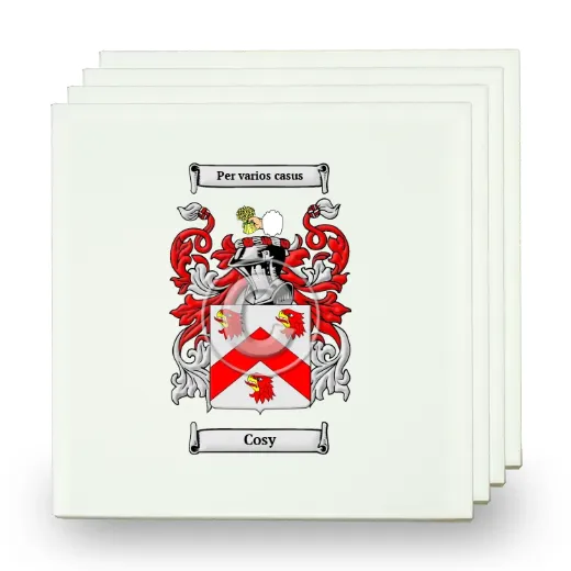 Cosy Set of Four Small Tiles with Coat of Arms