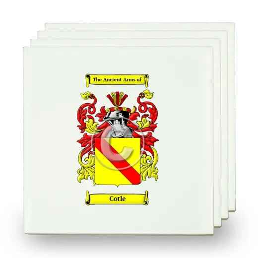 Cotle Set of Four Small Tiles with Coat of Arms
